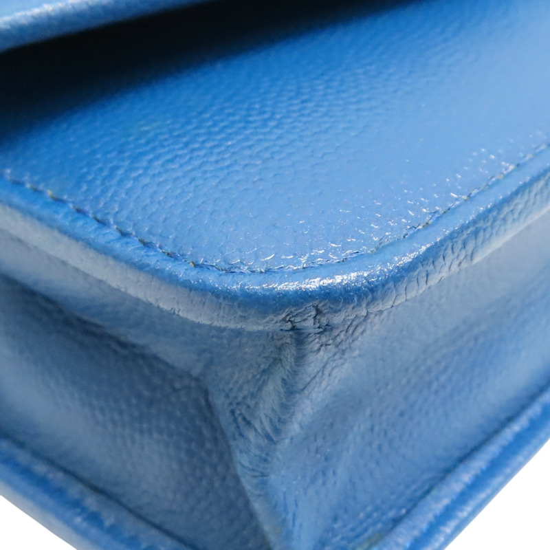 藍色 荔枝紋 牛皮 WOC 鍊帶 肩背包【CHANEL 香奈兒】-16