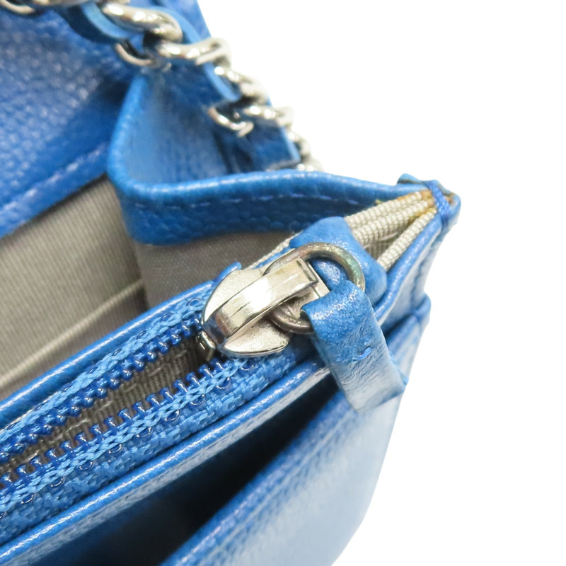 藍色 荔枝紋 牛皮 WOC 鍊帶 肩背包【CHANEL 香奈兒】-19