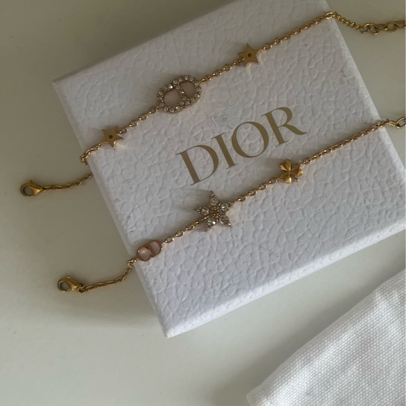 Dior手鍊 Dior雙鏈條手鏈 Dior水鑽CD字母星星手鏈 Dior手鏈星星雙手鏈 專櫃三萬多-5