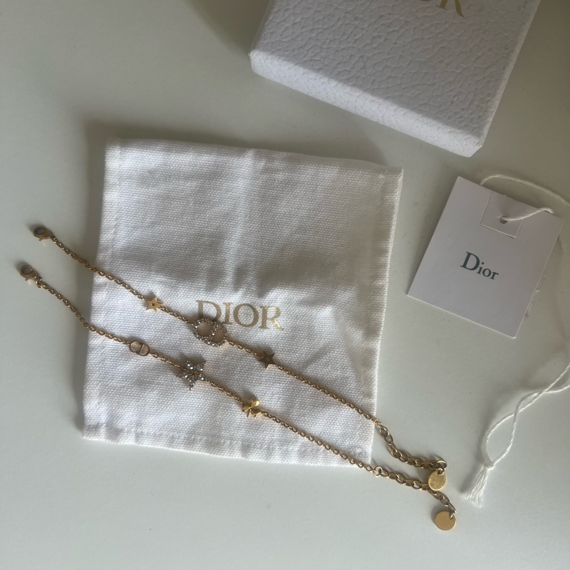 Dior手鍊 Dior雙鏈條手鏈 Dior水鑽CD字母星星手鏈 Dior手鏈星星雙手鏈 專櫃三萬多-6
