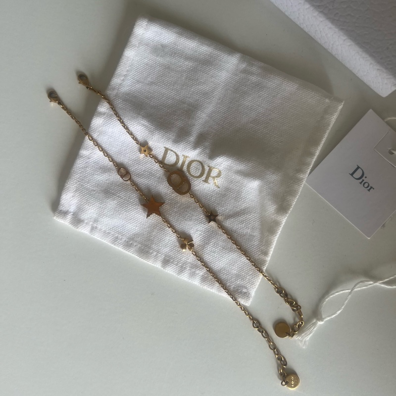 Dior手鍊 Dior雙鏈條手鏈 Dior水鑽CD字母星星手鏈 Dior手鏈星星雙手鏈 專櫃三萬多-7