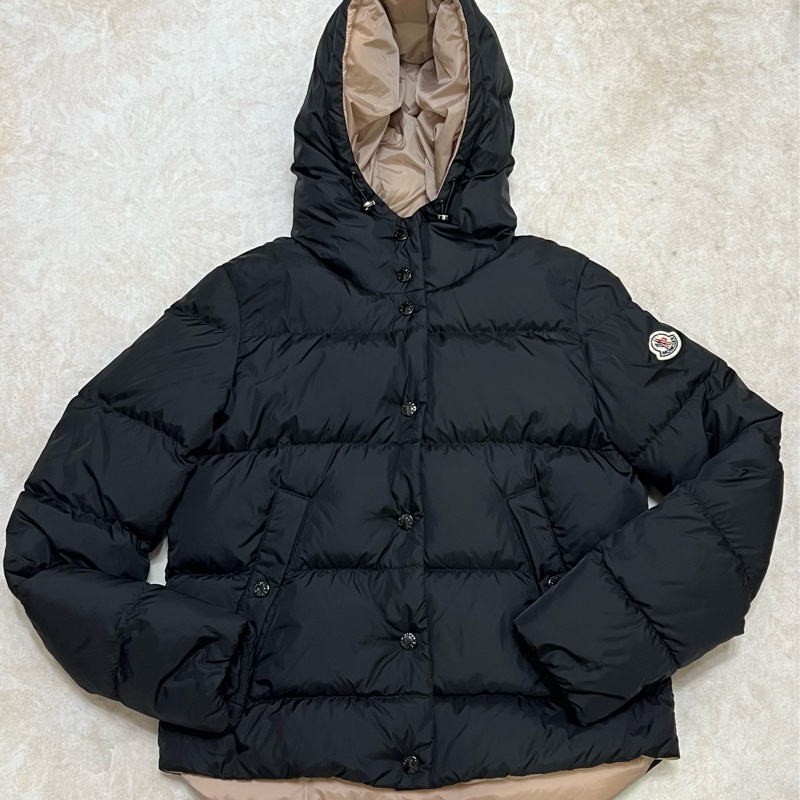 Moncler連帽羽絨外套 內拼裸粉色-0