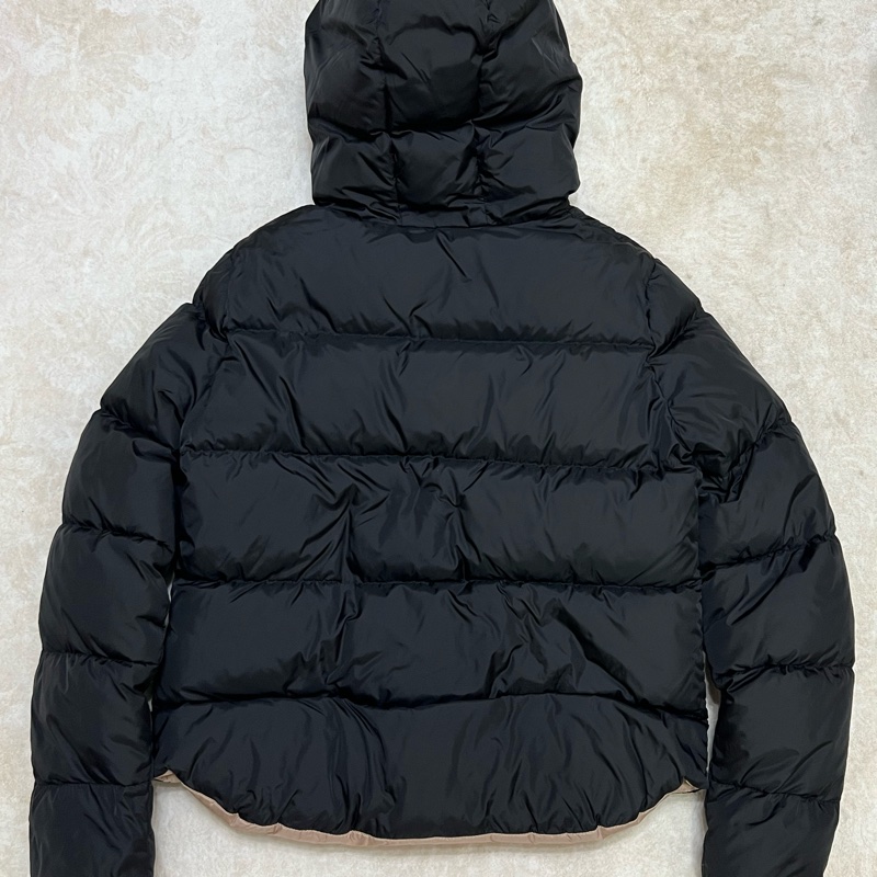 Moncler連帽羽絨外套 內拼裸粉色-6