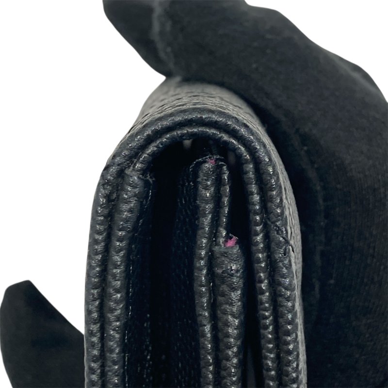 CHANEL 香奈兒 翻蓋卡片錢包 荔枝牛皮 黑色 金釦-7