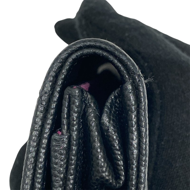 CHANEL 香奈兒 翻蓋卡片錢包 荔枝牛皮 黑色 金釦-8