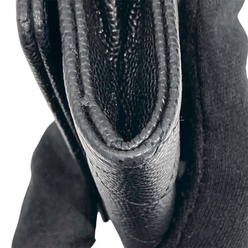 CHANEL 香奈兒 翻蓋卡片錢包 荔枝牛皮 黑色 金釦-9