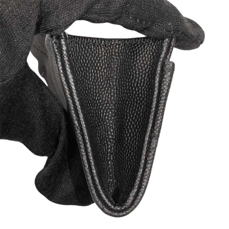 CHANEL 香奈兒 翻蓋卡片錢包 荔枝牛皮 黑色 金釦-11