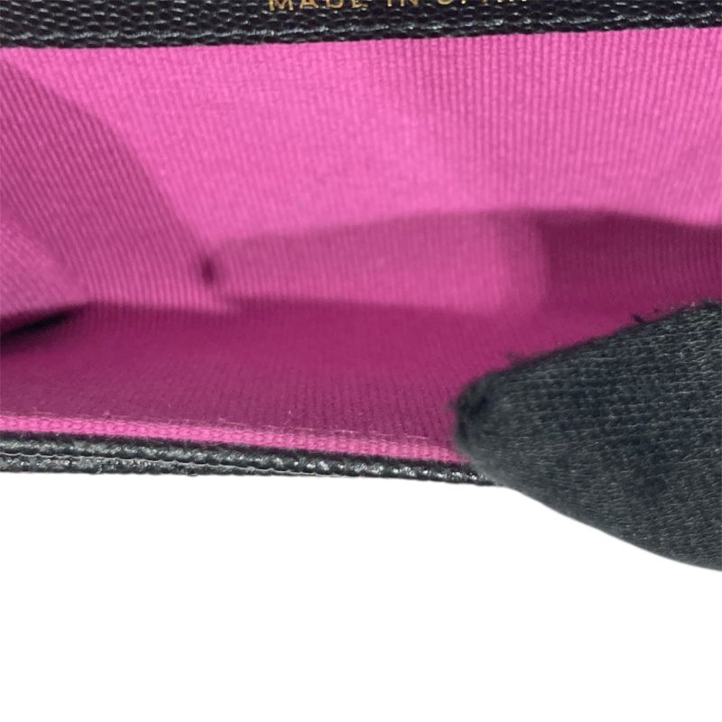 CHANEL 香奈兒 翻蓋卡片錢包 荔枝牛皮 黑色 金釦-14