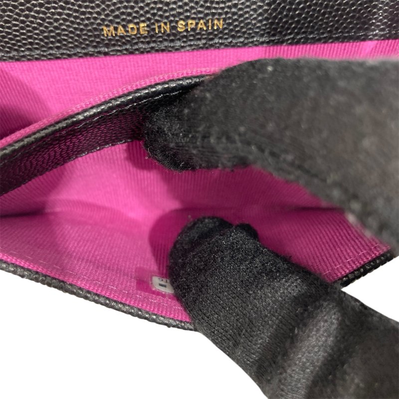 CHANEL 香奈兒 翻蓋卡片錢包 荔枝牛皮 黑色 金釦-15