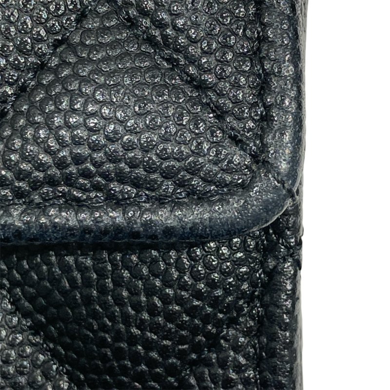 CHANEL 香奈兒 翻蓋卡片錢包 荔枝牛皮 黑色 金釦-18