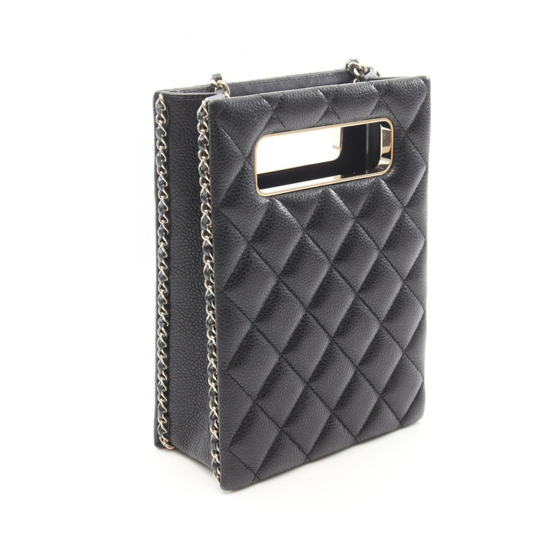 香奈兒 (CHANEL) 絎縫晚餐單背包 AS3314 黑色皮革 二手 斜背包 金色五金 CC-1