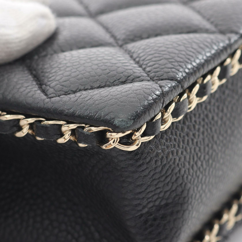 香奈兒 (CHANEL) 絎縫晚餐單背包 AS3314 黑色皮革 二手 斜背包 金色五金 CC-7