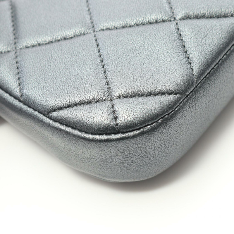 香奈兒 (CHANEL) 絎縫 COCO 標誌鏈單背包 AP3847 皮革灰色二手女士金色五金-6