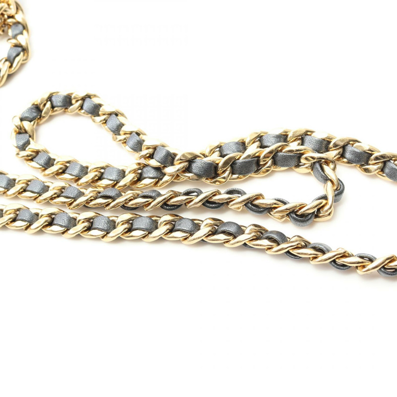 香奈兒 (CHANEL) 絎縫 COCO 標誌鏈單背包 AP3847 皮革灰色二手女士金色五金-7