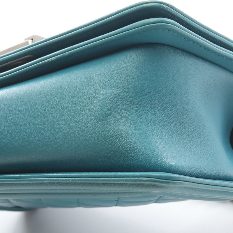 香奈兒 Boy Chanel 小號鏈條單背包 A67085 羊皮 綠色 二手 女士-5