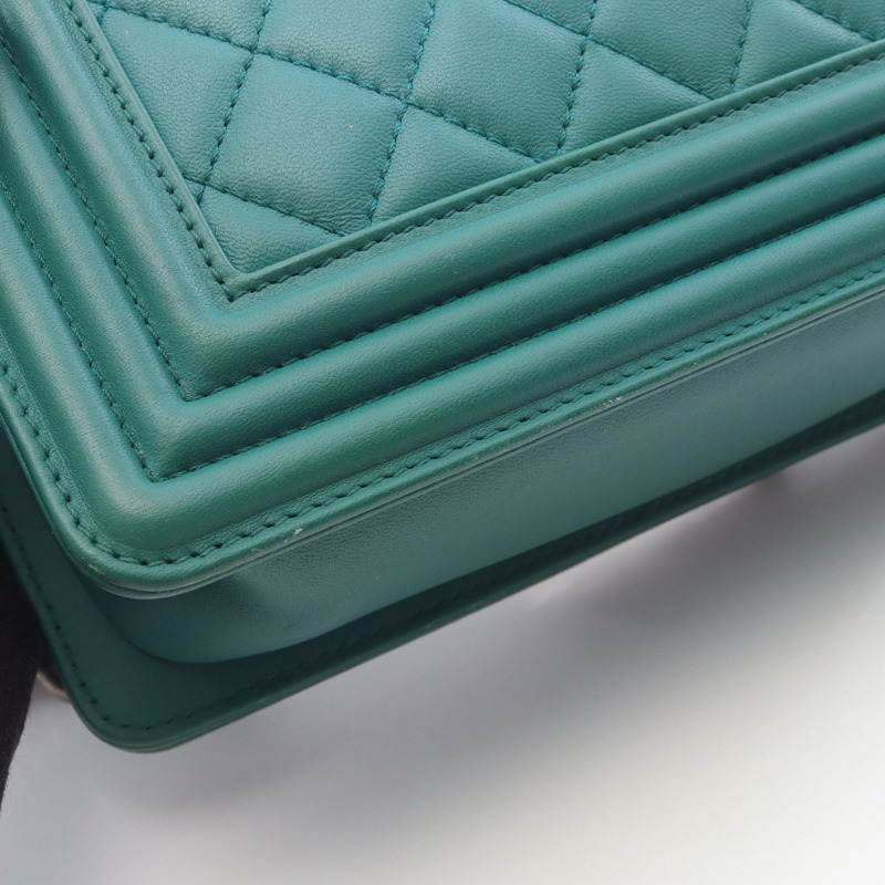 香奈兒 Boy Chanel 小號鏈條單背包 A67085 羊皮 綠色 二手 女士-7