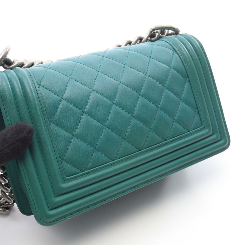 香奈兒 Boy Chanel 小號鏈條單背包 A67085 羊皮 綠色 二手 女士-8