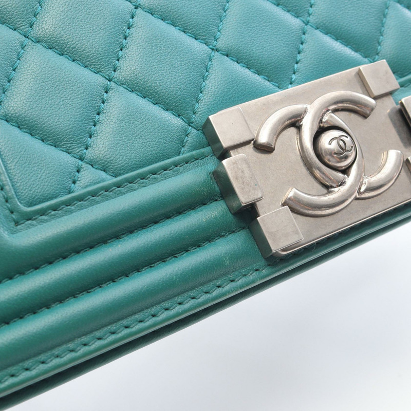 香奈兒 Boy Chanel 小號鏈條單背包 A67085 羊皮 綠色 二手 女士-9