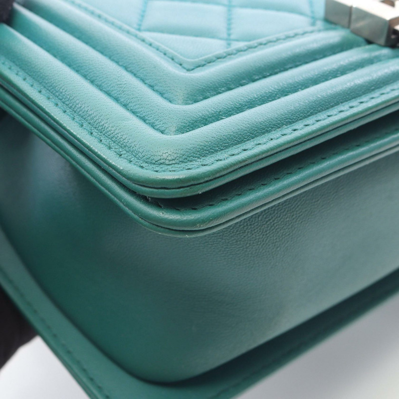 香奈兒 Boy Chanel 小號鏈條單背包 A67085 羊皮 綠色 二手 女士-10