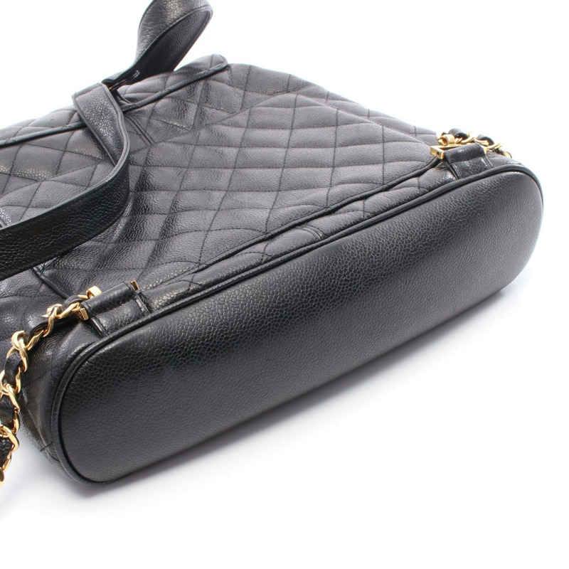 香奈兒 (CHANEL) Matelasse 鏈條雙肩包,小牛皮材質,黑色,二手,女士,金色五金,COCO CC-5