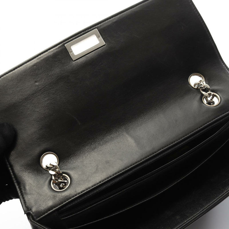 香奈兒 2.55 巧克力棒鏈條單肩包,羊皮材質,黑色,銀色五金,二手女款-5