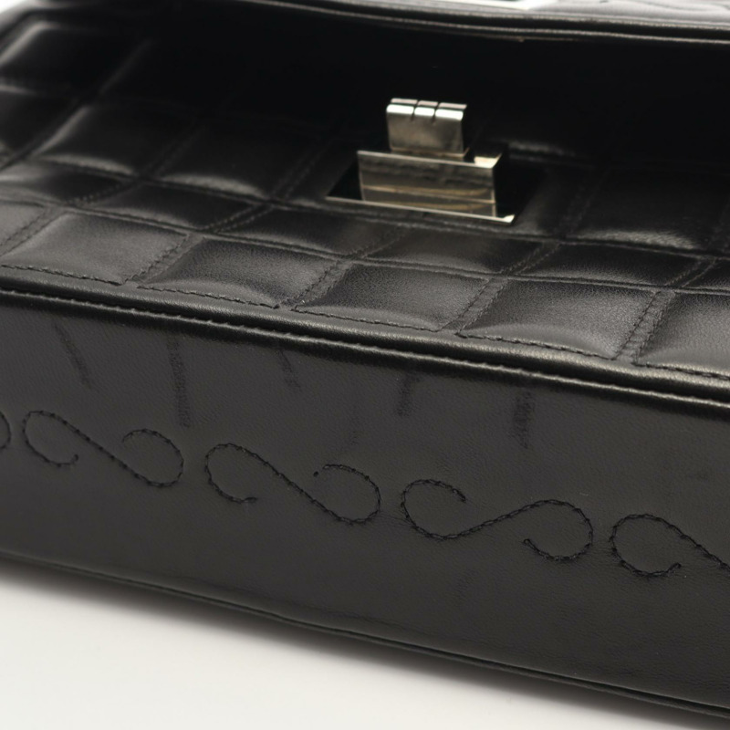 香奈兒 2.55 巧克力棒鏈條單肩包,羊皮材質,黑色,銀色五金,二手女款-7