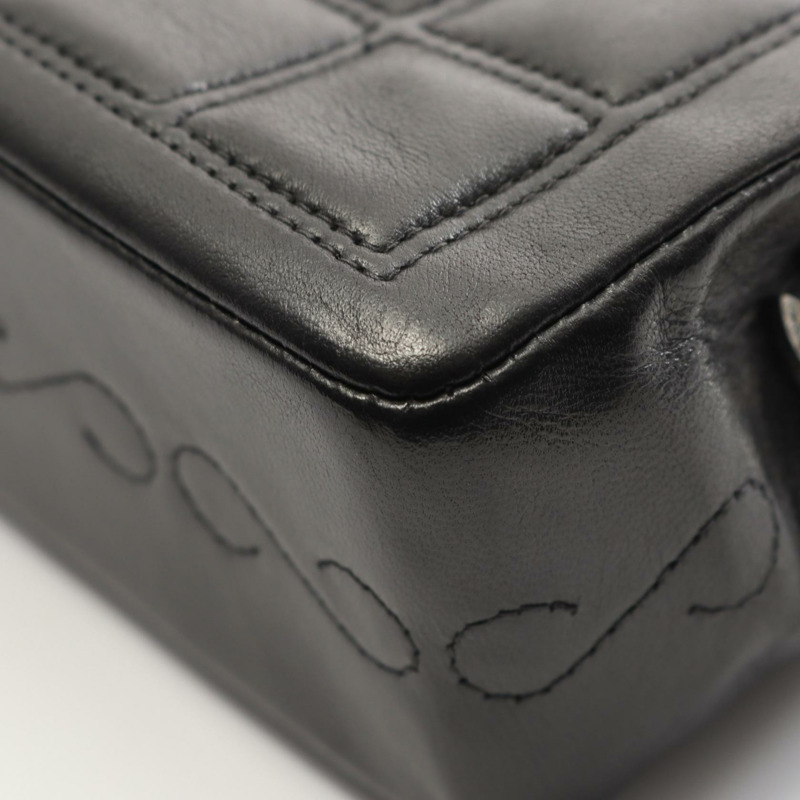 香奈兒 2.55 巧克力棒鏈條單肩包,羊皮材質,黑色,銀色五金,二手女款-8