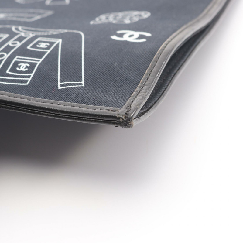 香奈兒 (CHANEL) Icon Chain Tote 手提包,帆布皮革,海軍藍、黑色、白色,二手,女士 CC-9