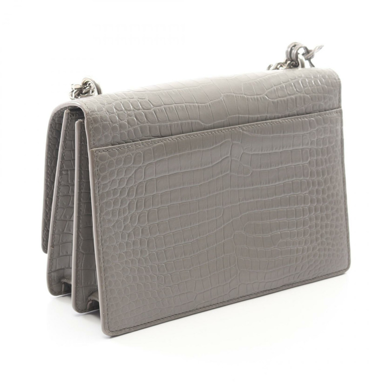 SAINT LAURENT PARIS Sunset 斜背單肩包 442906 皮革 灰色 二手 女士-1