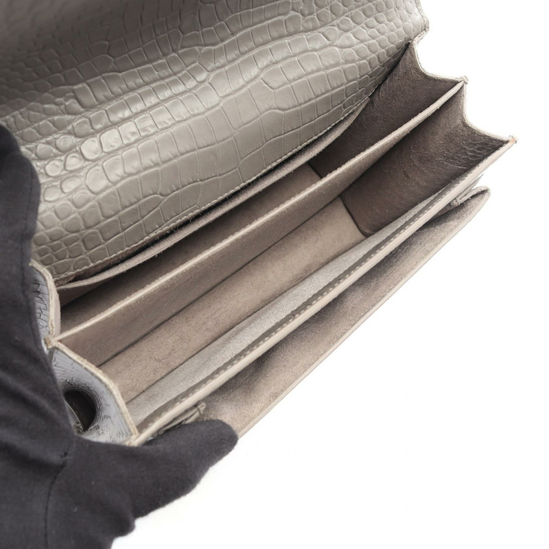 SAINT LAURENT PARIS Sunset 斜背單肩包 442906 皮革 灰色 二手 女士-2