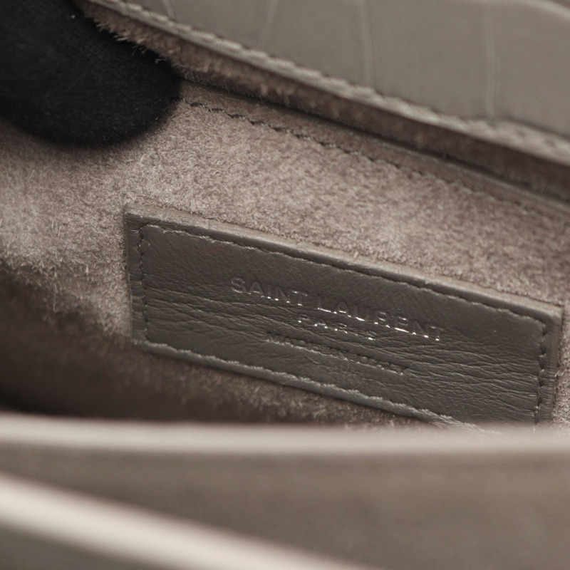 SAINT LAURENT PARIS Sunset 斜背單肩包 442906 皮革 灰色 二手 女士-3