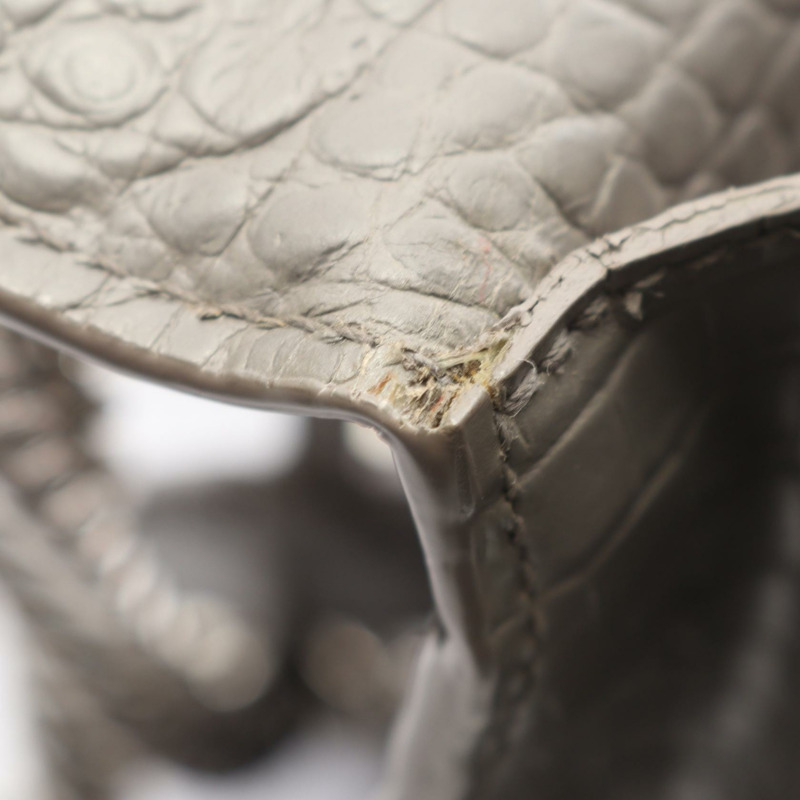 SAINT LAURENT PARIS Sunset 斜背單肩包 442906 皮革 灰色 二手 女士-5