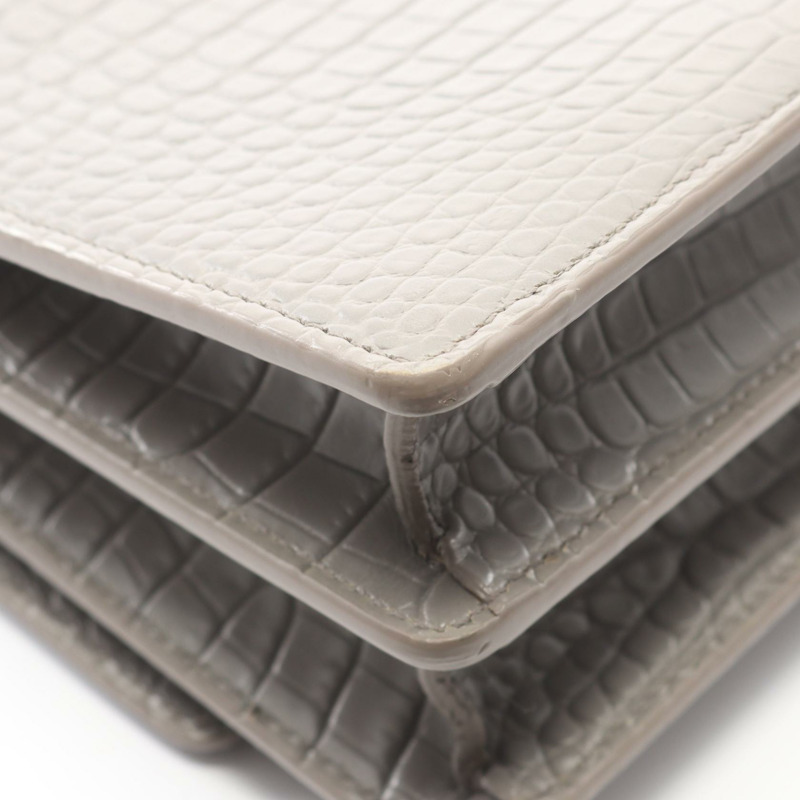 SAINT LAURENT PARIS Sunset 斜背單肩包 442906 皮革 灰色 二手 女士-7