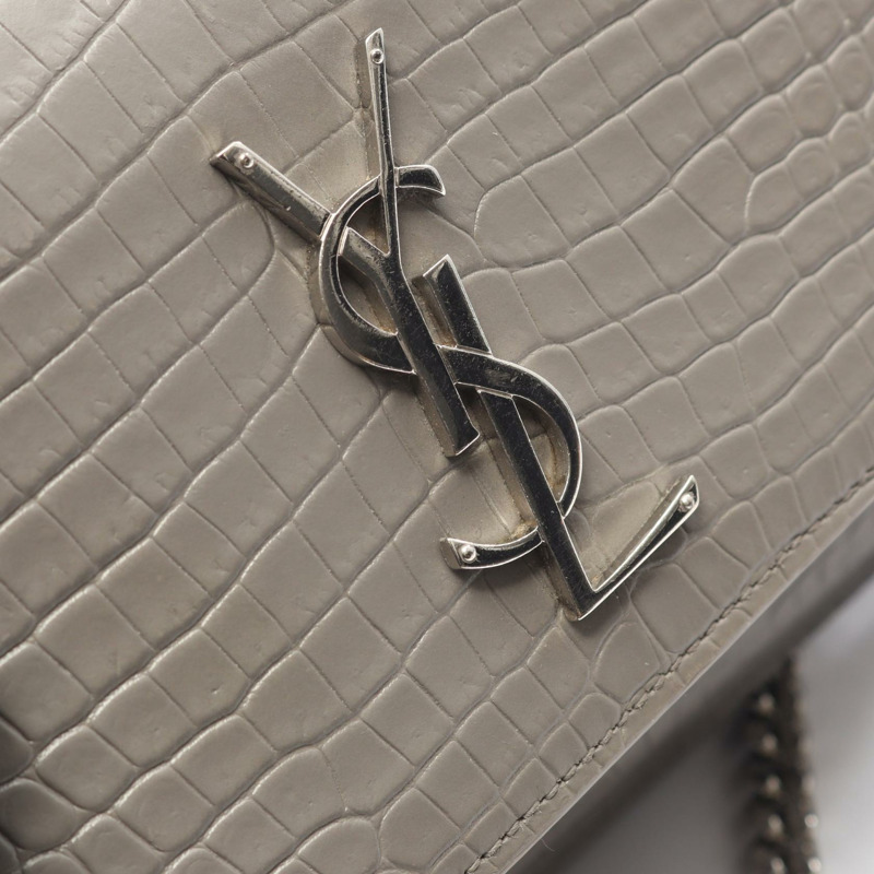 SAINT LAURENT PARIS Sunset 斜背單肩包 442906 皮革 灰色 二手 女士-8