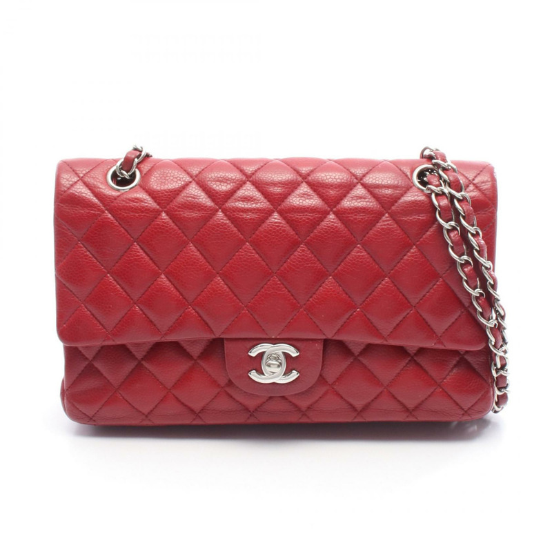 香奈兒 (CHANEL) 絎縫雙蓋鏈條肩背包 A01112 紅色皮革 SHW 二手-0
