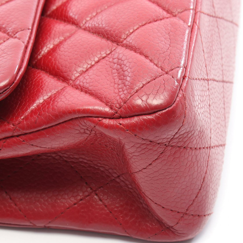 香奈兒 (CHANEL) 絎縫雙蓋鏈條肩背包 A01112 紅色皮革 SHW 二手-6