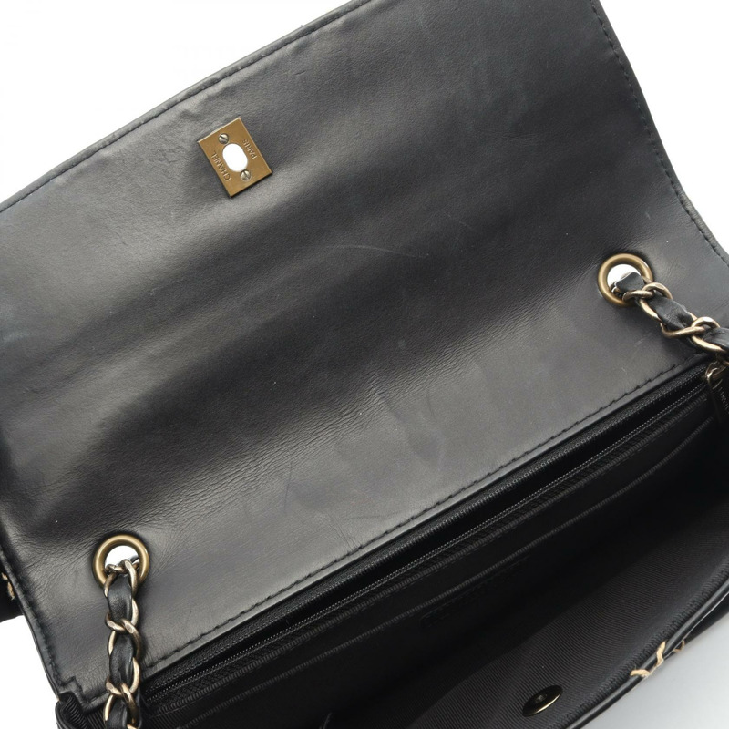 香奈兒 (CHANEL) 狂野縫線鏈條肩背包,黑色皮革,二手女款-5