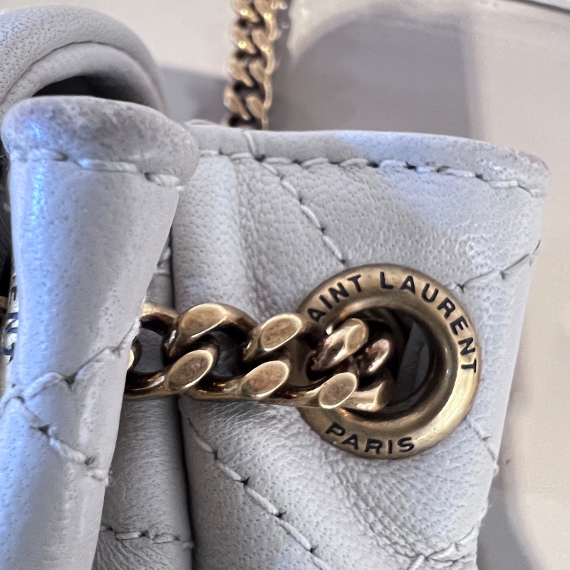 YSL 米白羊皮MiniNolita霧金釦下蓋肩斜背包-16