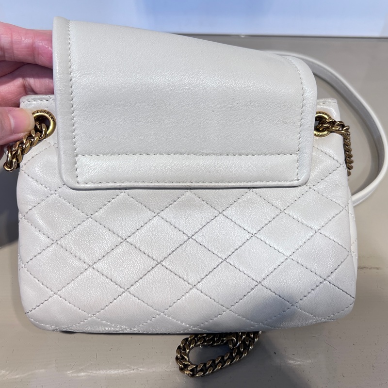 YSL 米白羊皮MiniNolita霧金釦下蓋肩斜背包-30