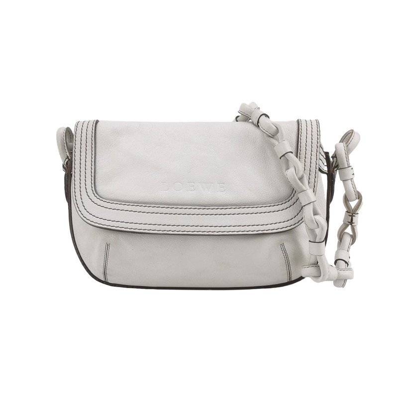 Loewe牛皮純色壓紋字母Logo單肩包-0