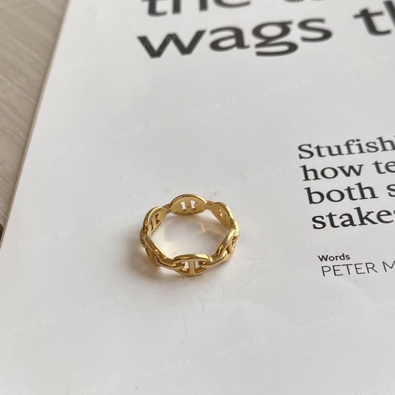 Hermes 18K黃金 豬鼻戒指 53號-0