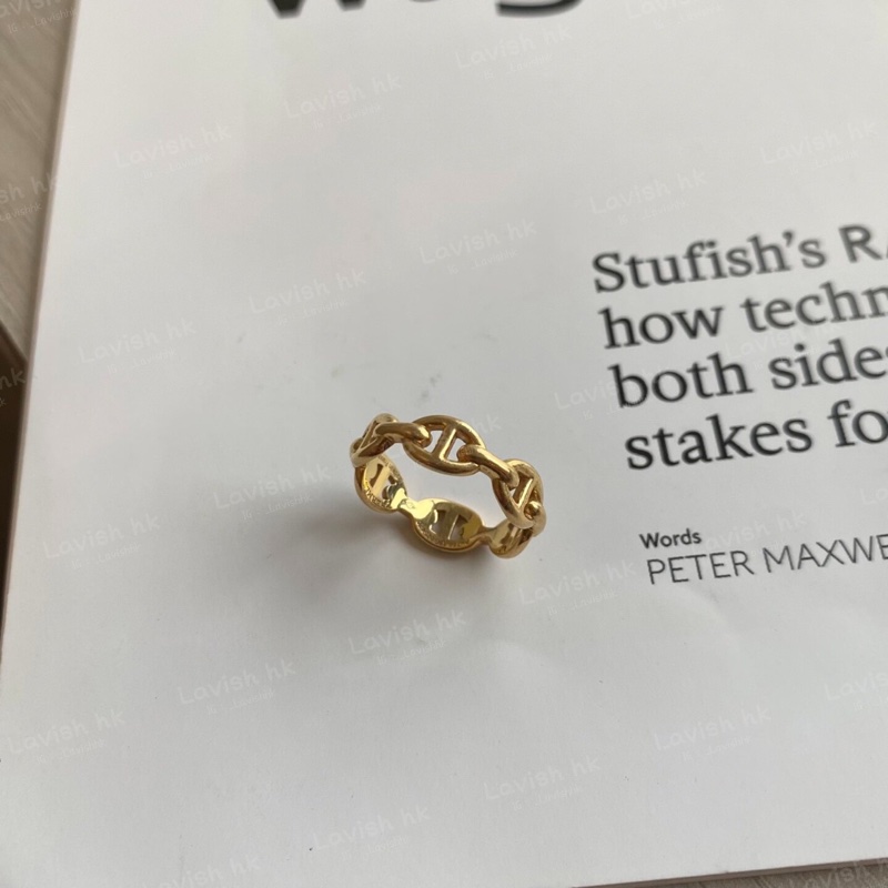 Hermes 18K黃金 豬鼻戒指 53號-3