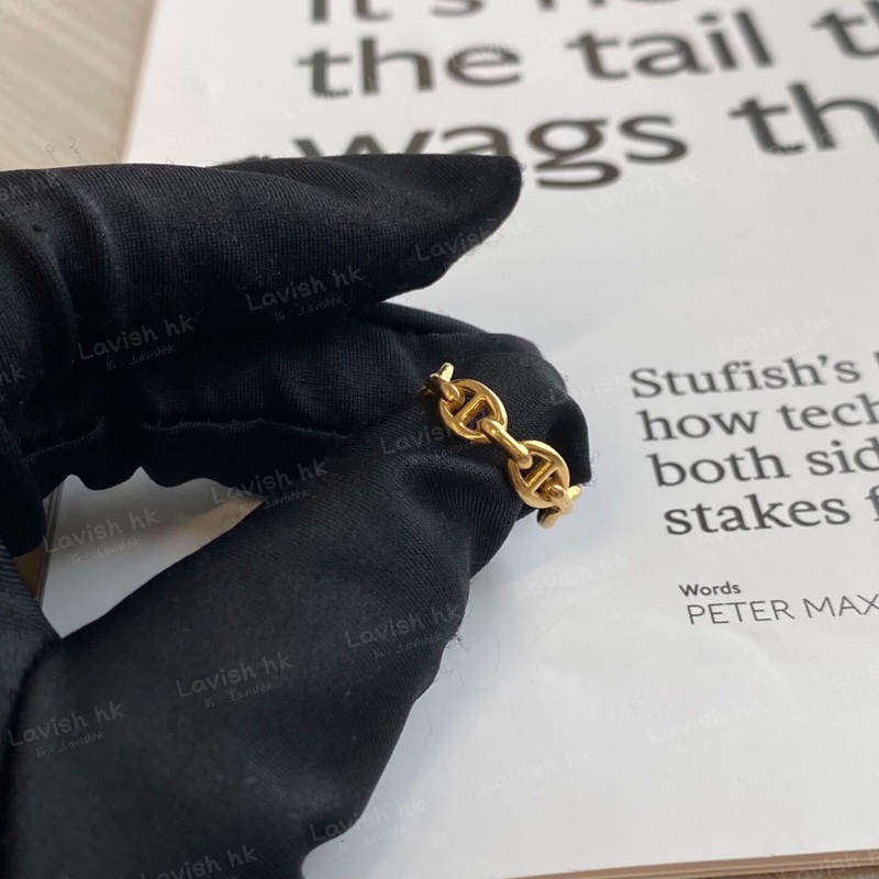 Hermes 18K黃金 豬鼻戒指 53號-7