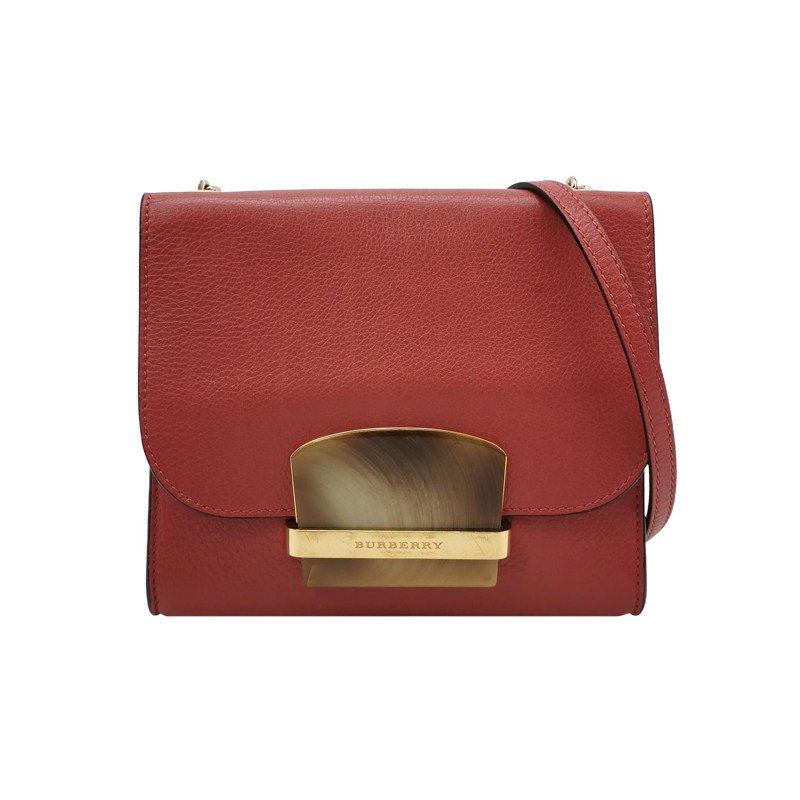 Burberry牛皮純色字母Logo徽標插扣斜挎包單肩包-0