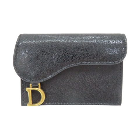 黑色 牛皮 扣式 Saddle Card Holder 短夾 卡夾 名片夾【Dior 迪奧】 S5611CCEH