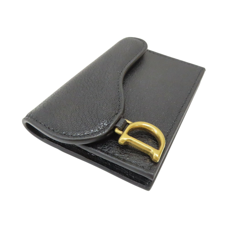 黑色 牛皮 扣式 Saddle Card Holder 短夾 卡夾 名片夾【Dior 迪奧】 S5611CCEH-2