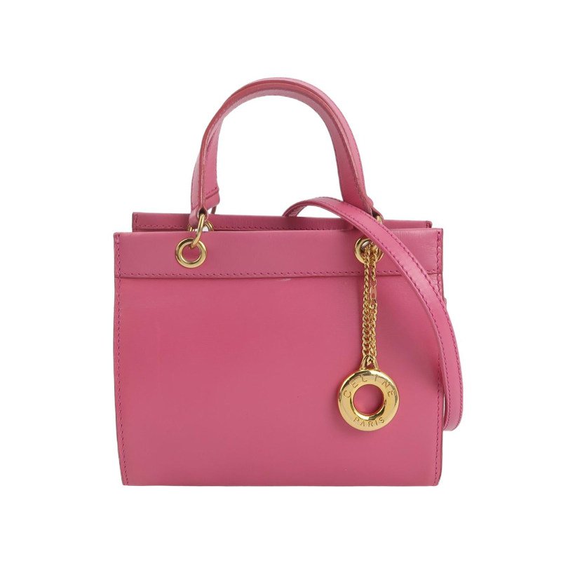 Celine牛皮純色字母Logo吊飾拉鏈斜挎包-0