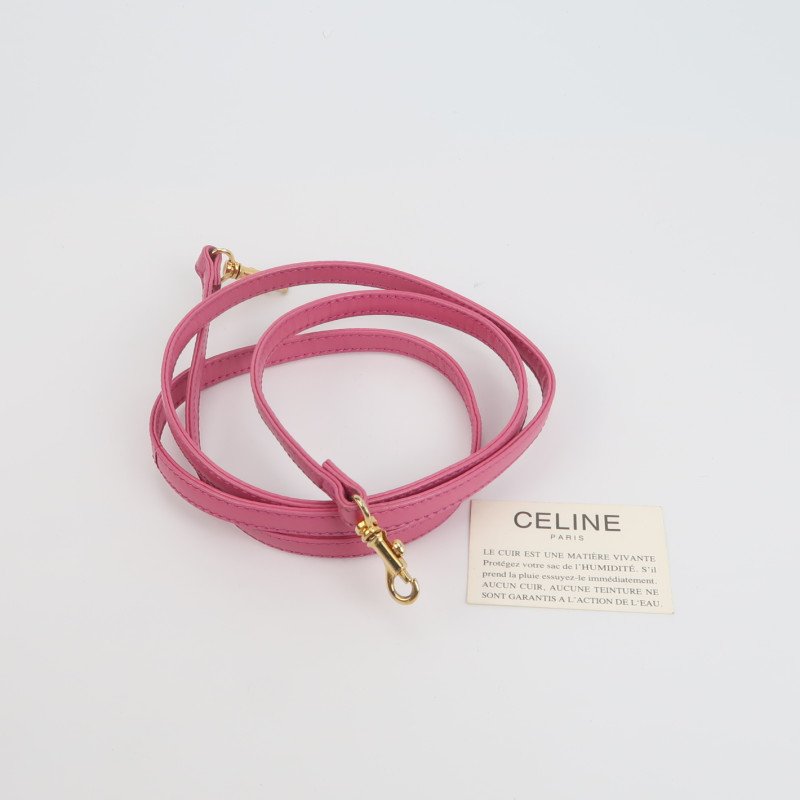 Celine牛皮純色字母Logo吊飾拉鏈斜挎包-8