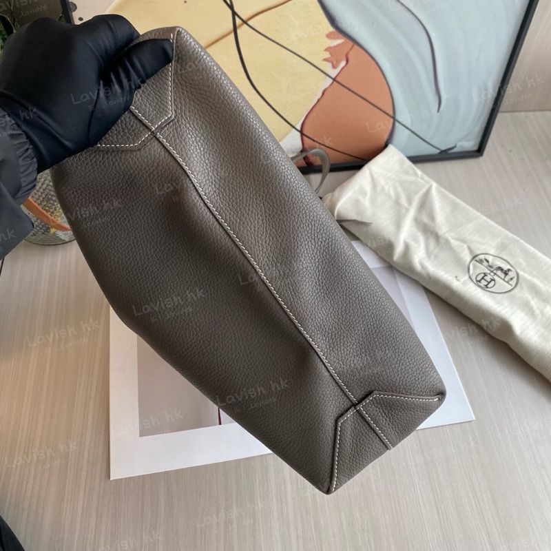 Hermes double sens雙面托特錫器灰拼白-6