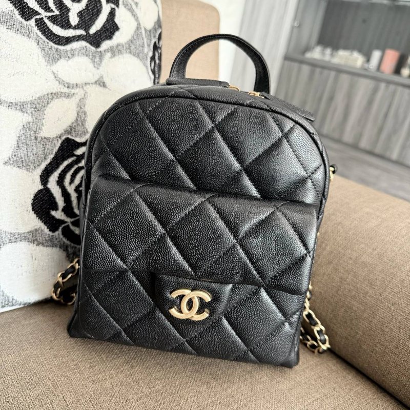 *SHIHNA名牌精品* Chanel 25K 黑金荔枝皮雙肩背包-0
